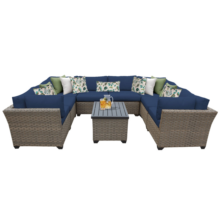 Sol 72 Outdoor™ Rochford 8 Piece Rattan Sectional Seating Group with